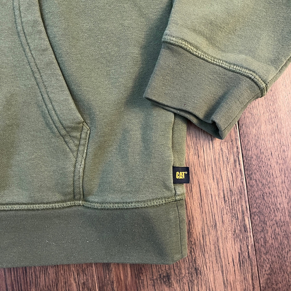 Boys CAT Green Hoodie Sweatshirt XXL with Black Logo - Picture 3 of 6